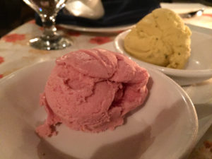 Theos housemade Greek Ice Cream in Rasberry and Lavendor Lemon Flavour