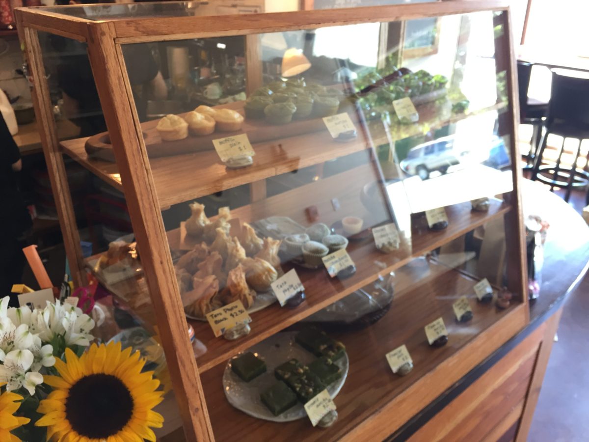 Yama Cafe's famous pastry cabinet