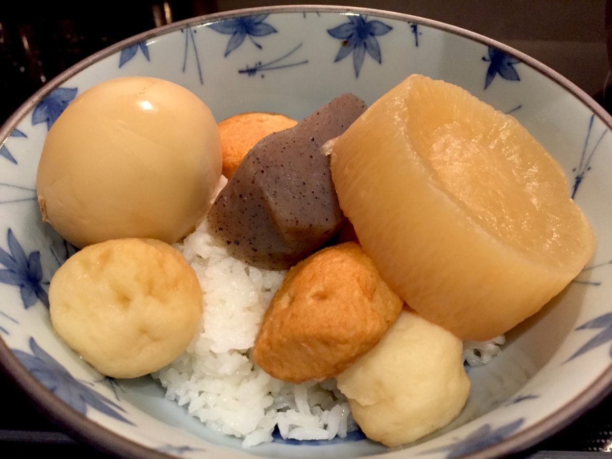 A bowl of oden on rice by Cobra Chomp